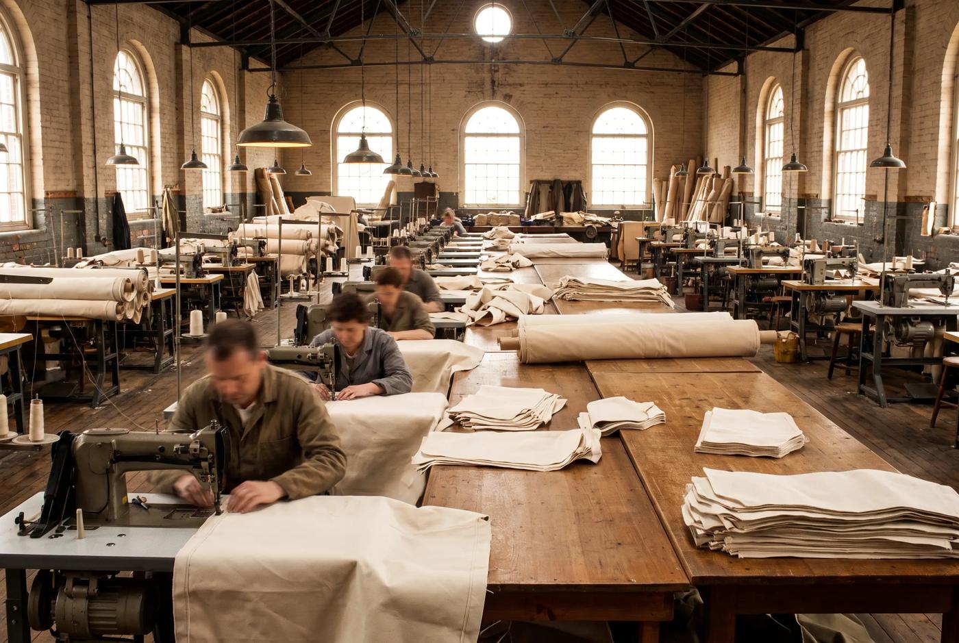 Tent sewing hall
